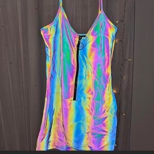 Vibrant Holographic Mini Dress
